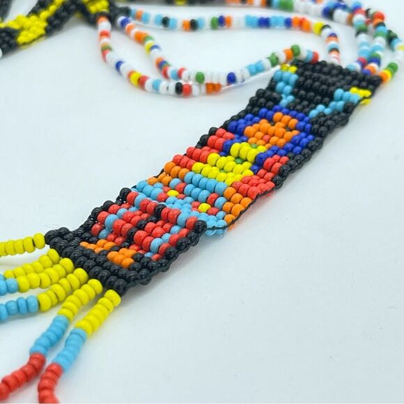 Vintage Seed Bead Necklace Native American Indian Motif - Picture 5 of 8